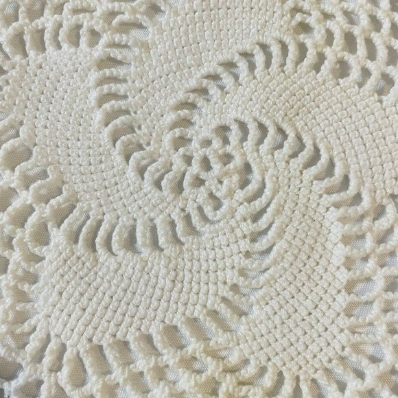 Handmade Crocheted Doily Pink Green Yellow White Ruffled 11” Vintage - Picture 7 of 9